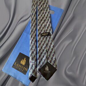 Vintage 90s Lanvin Paris Geometric Abstract Silk Tie - Multicolor